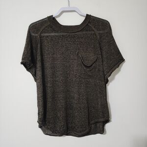 We the Free Womens Oversized Sheer T-Shirt Brown Cotton-Blend Size S